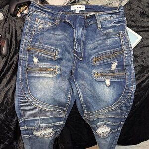 Fashion Nova Distressed Blue Denim Jeans